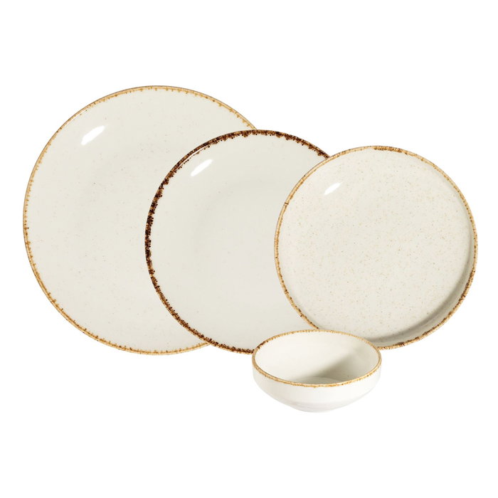 Hermia Juego de Cena de Porcelana de 24 Piezas Blanco y Beige